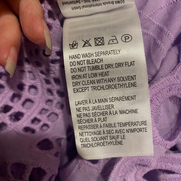 NWT Farm Rio Maxi Dress Lilac Purple M Eyelet Palm Tree MSRP $298 Boho Cottage - Picture 10 of 10